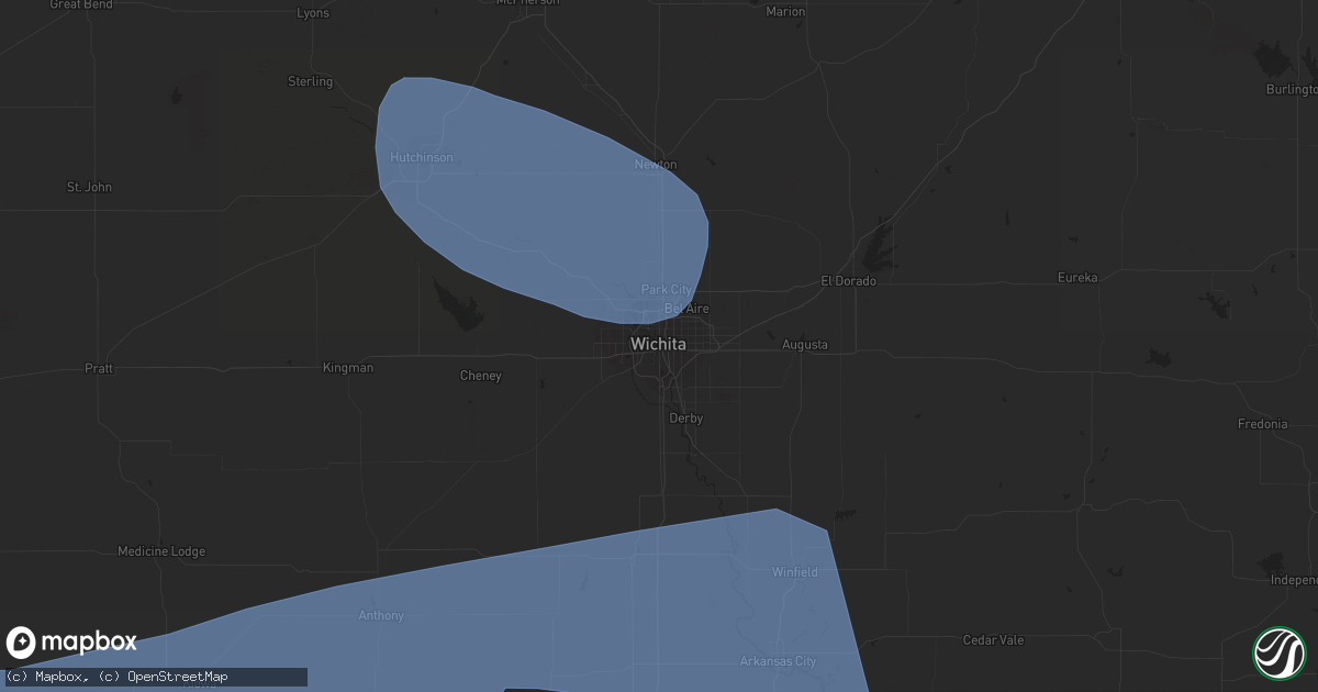 Hail map in Wichita, KS on June 27, 2023