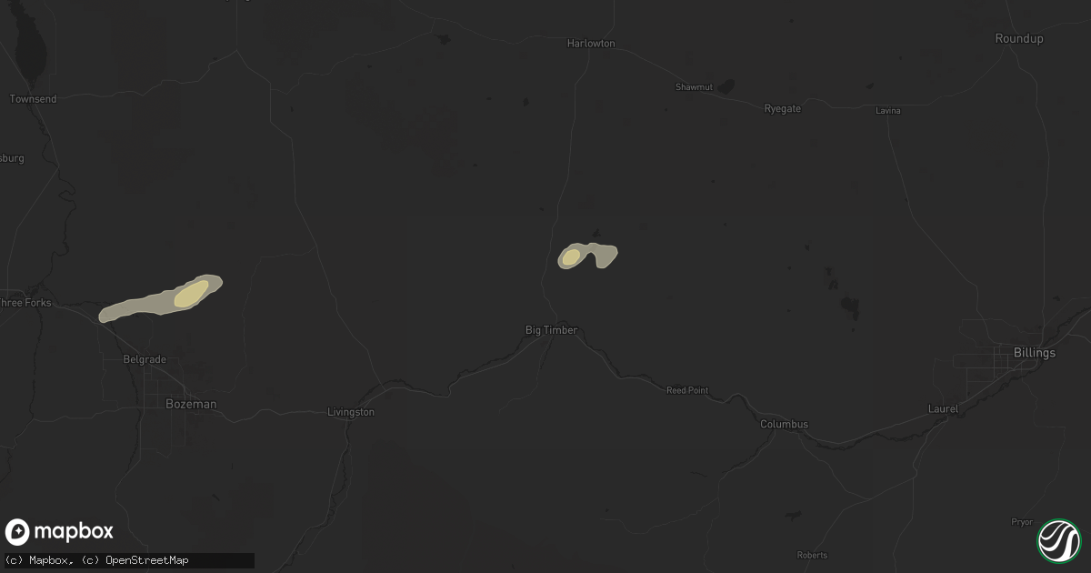 Hail map in Big Timber, MT on June 27, 2024