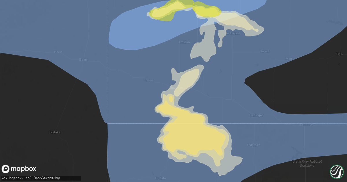 Hail map in Bowman, ND on June 27, 2024