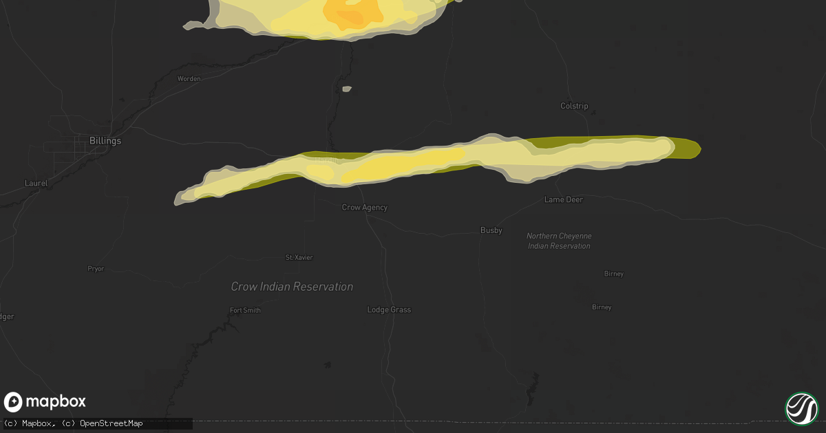 Hail map in Crow Agency, MT on June 27, 2024