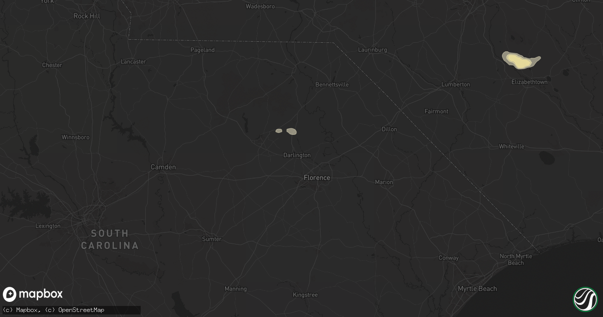 Hail map in Darlington, SC on June 27, 2024