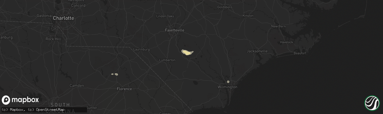 Hail map in Elizabethtown, NC on June 27, 2024