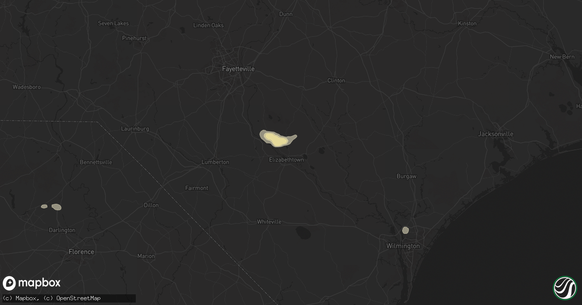 Hail map in Elizabethtown, NC on June 27, 2024