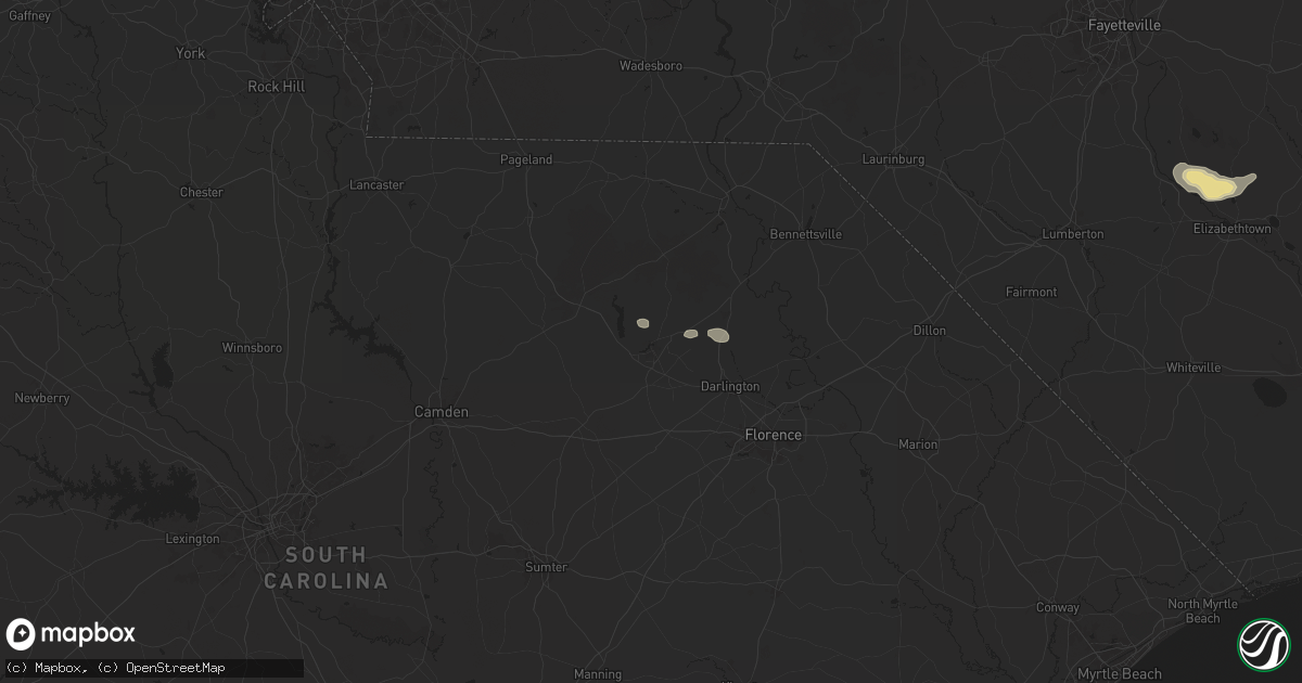 Hail map in Hartsville, SC on June 27, 2024