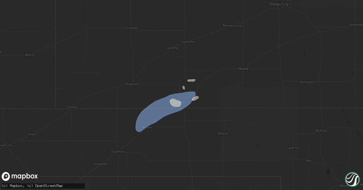 Hail map in Liberal, KS on June 27, 2024