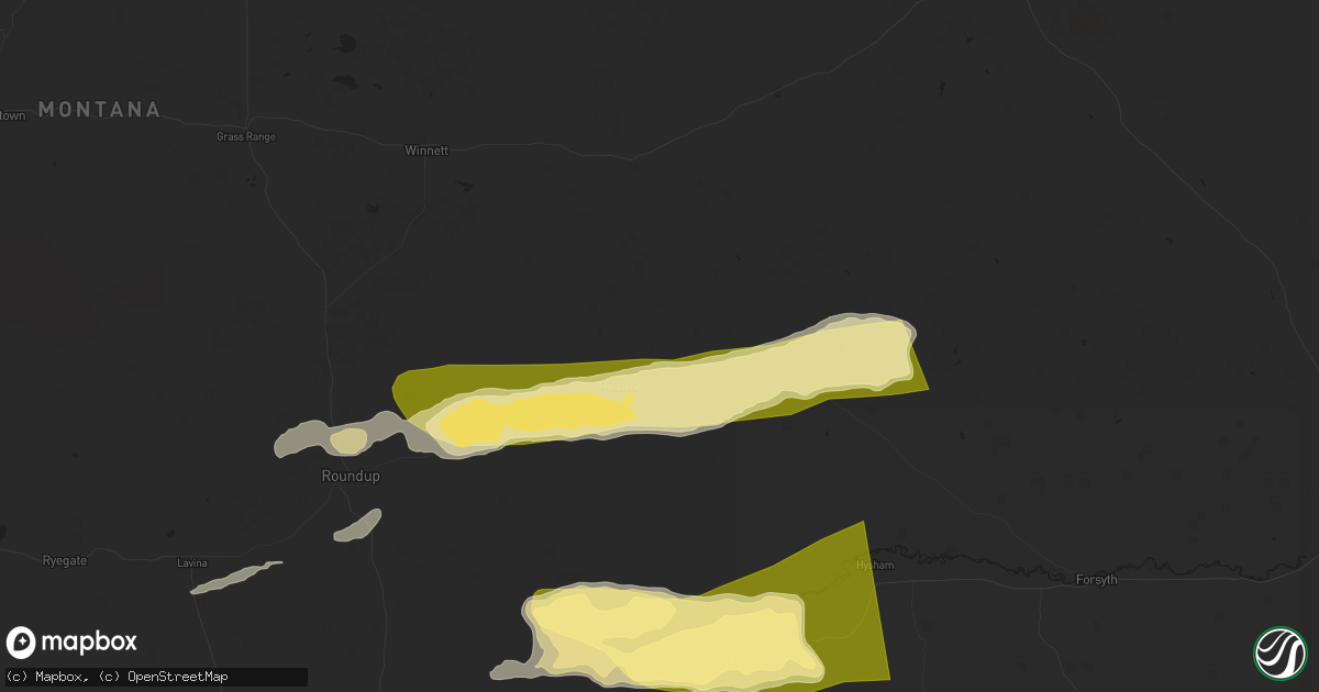 Hail map in Melstone, MT on June 27, 2024