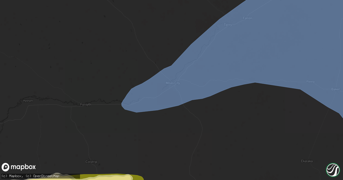Hail map in Miles City, MT on June 27, 2024