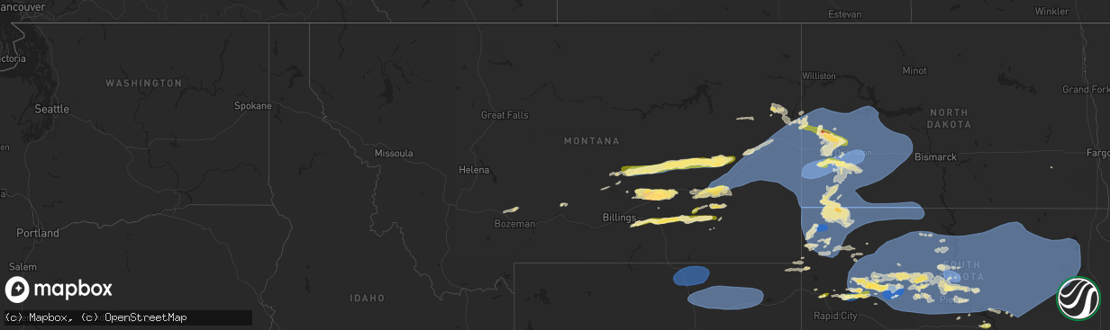 Hail map in Montana on June 27, 2024
