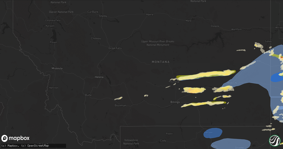 Hail map in Montana on June 27, 2024