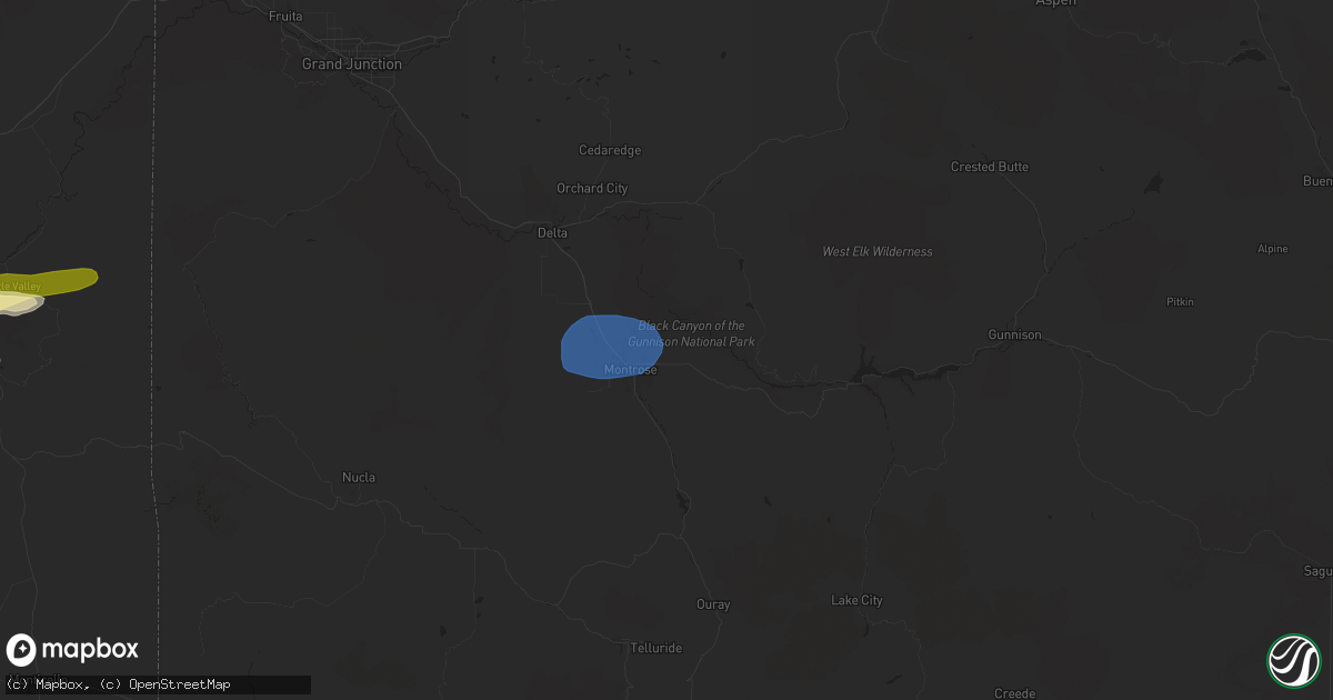 Hail map in Montrose, CO on June 27, 2024