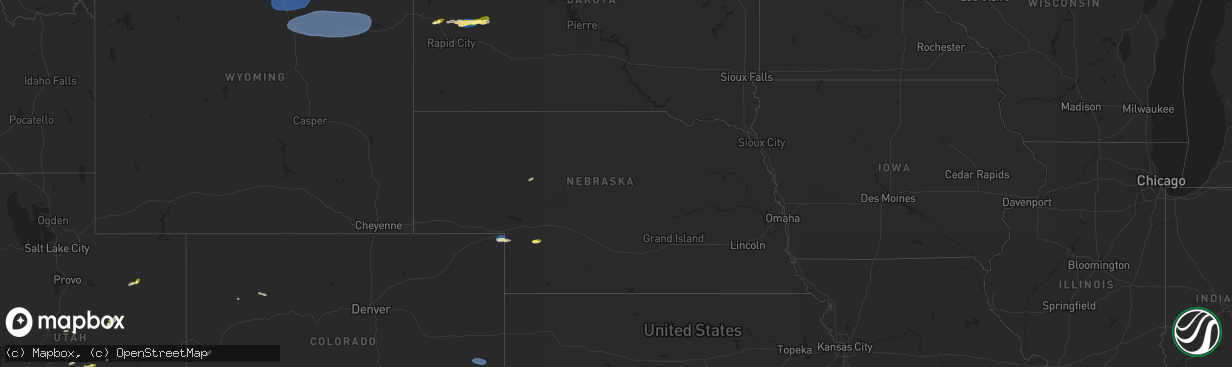Hail map in Nebraska on June 27, 2024
