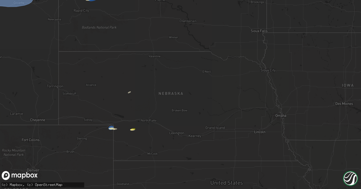Hail map in Nebraska on June 27, 2024