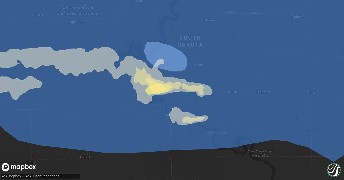 Hail map in Pierre, SD on June 27, 2024