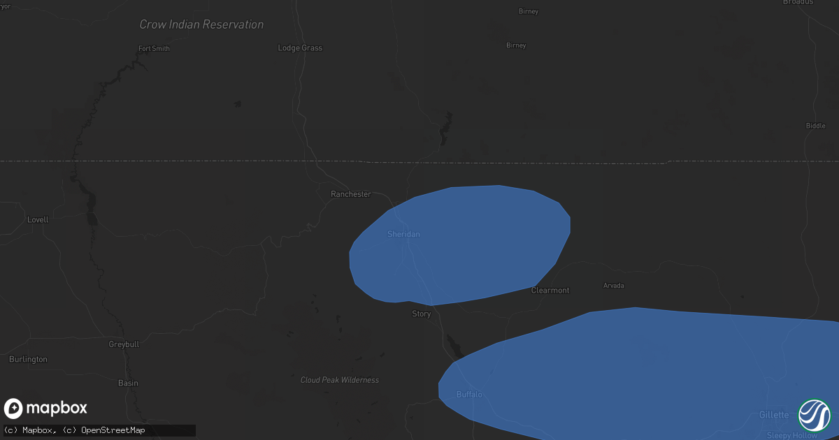 Hail map in Sheridan, WY on June 27, 2024