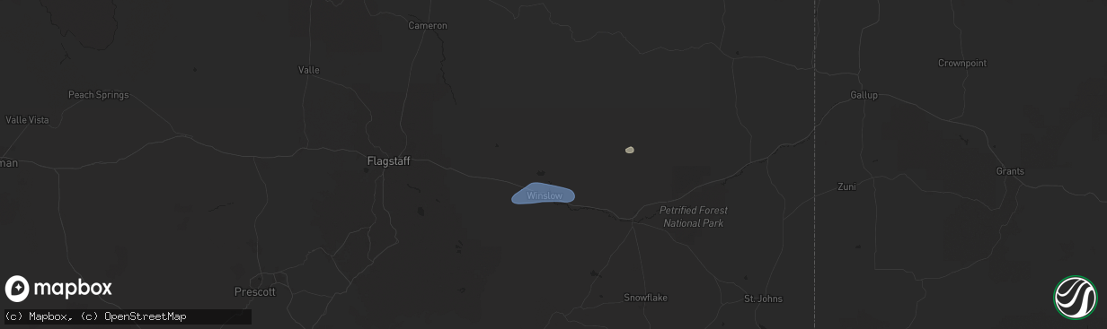 Hail map in Winslow, AZ on June 27, 2024
