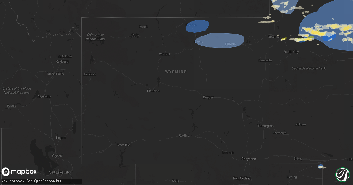 Hail map in Wyoming on June 27, 2024