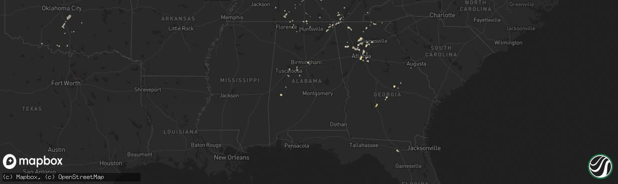 Hail map in Alabama on June 27, 2025