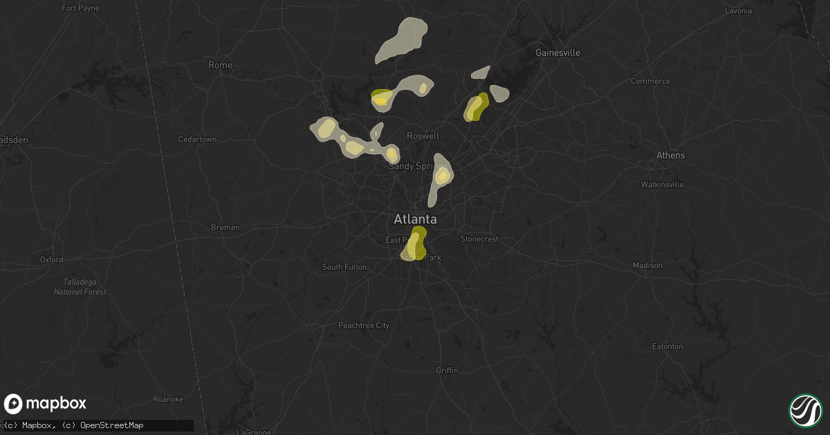Hail map in Atlanta, GA on June 27, 2025