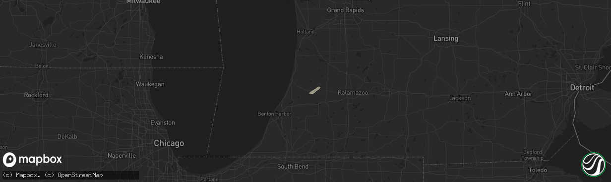 Hail map in Bangor, MI on June 27, 2025
