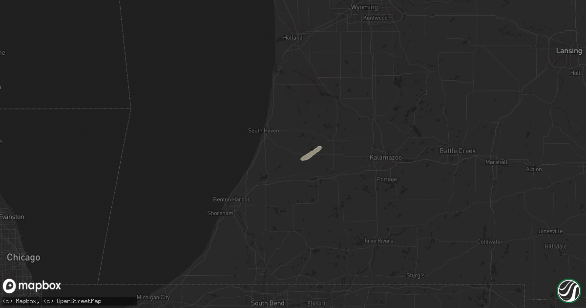 Hail map in Bangor, MI on June 27, 2025