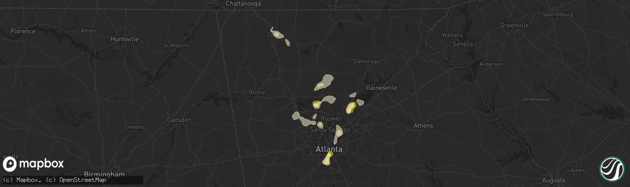 Hail map in Canton, GA on June 27, 2025