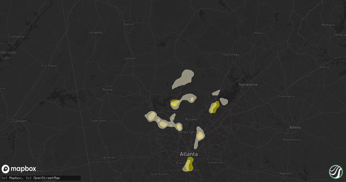Hail map in Canton, GA on June 27, 2025