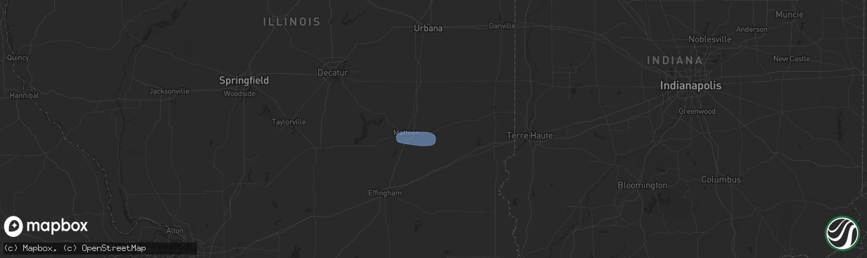 Hail map in Charleston, IL on June 27, 2025