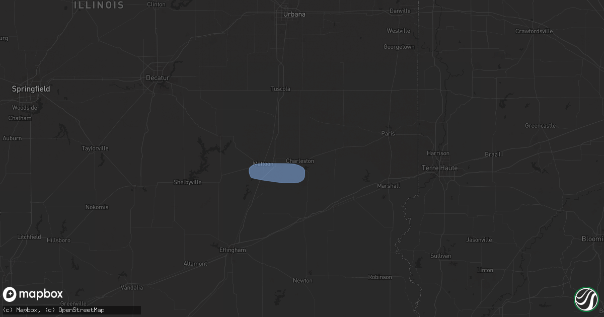 Hail map in Charleston, IL on June 27, 2025