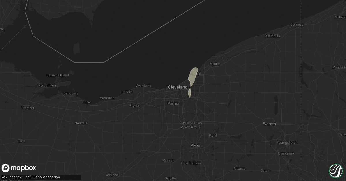 Hail map in Cleveland, OH on June 27, 2025