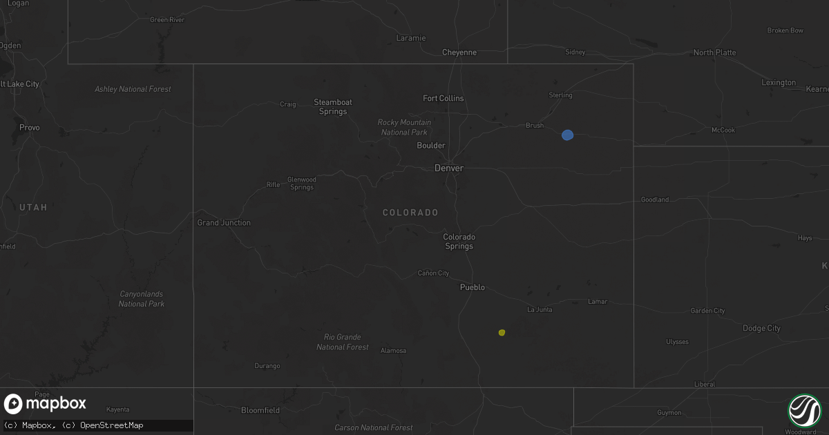 Hail map in Colorado on June 27, 2025