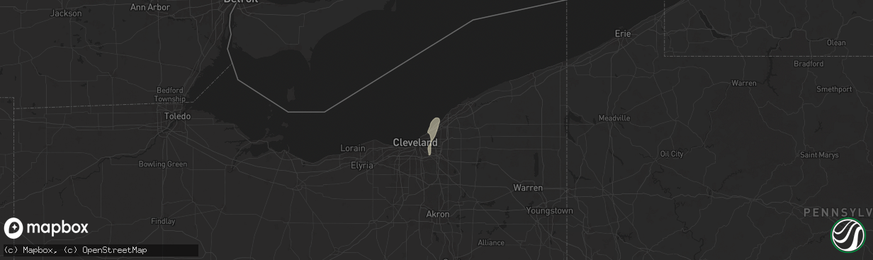 Hail map in Euclid, OH on June 27, 2025