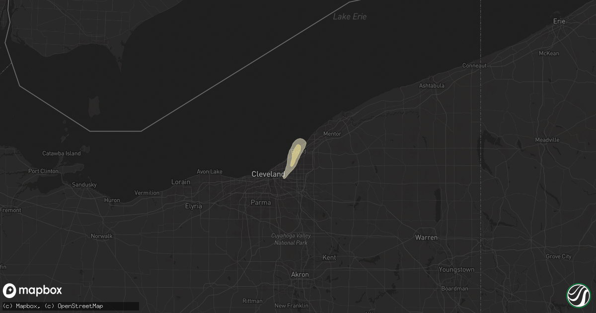Hail map in Euclid, OH on June 27, 2025