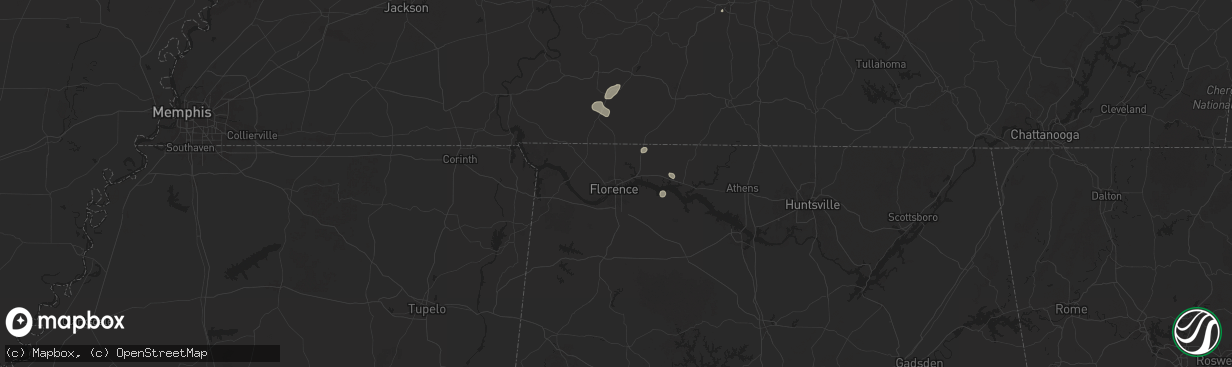 Hail map in Florence, AL on June 27, 2025