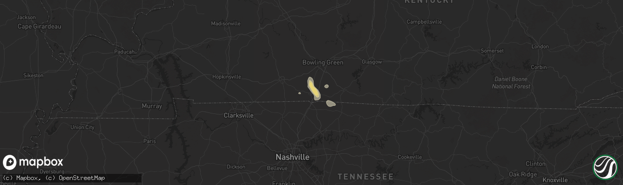 Hail map in Franklin, KY on June 27, 2025