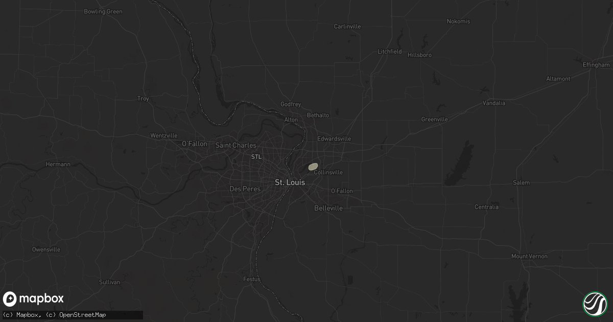 Hail map in Granite City, IL on June 27, 2025
