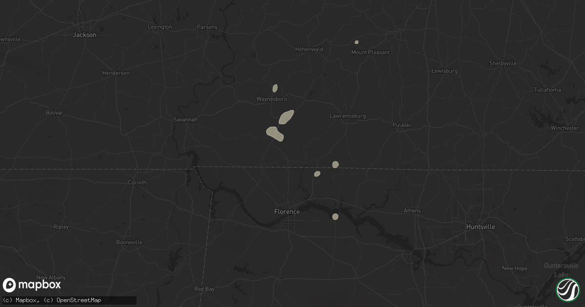 Hail map in Iron City, TN on June 27, 2025