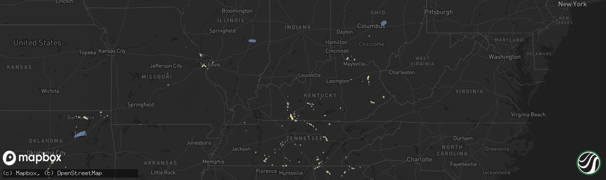 Hail map in Kentucky on June 27, 2025