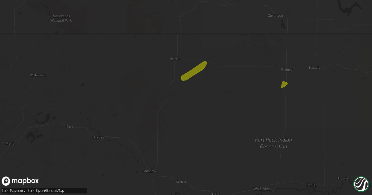 Hail map in Larslan, MT on June 27, 2025