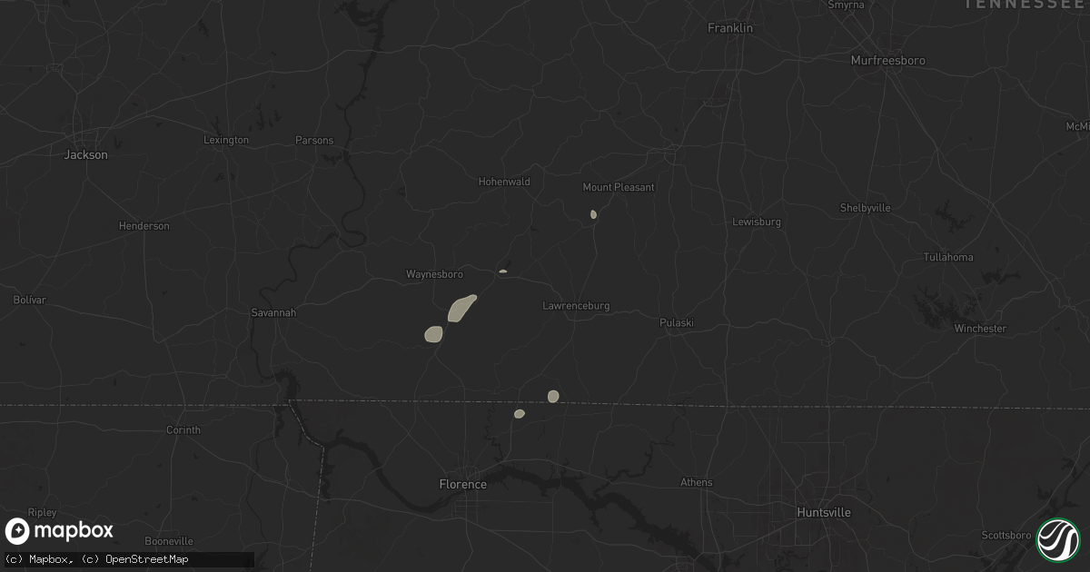 Hail map in Lawrenceburg, TN on June 27, 2025