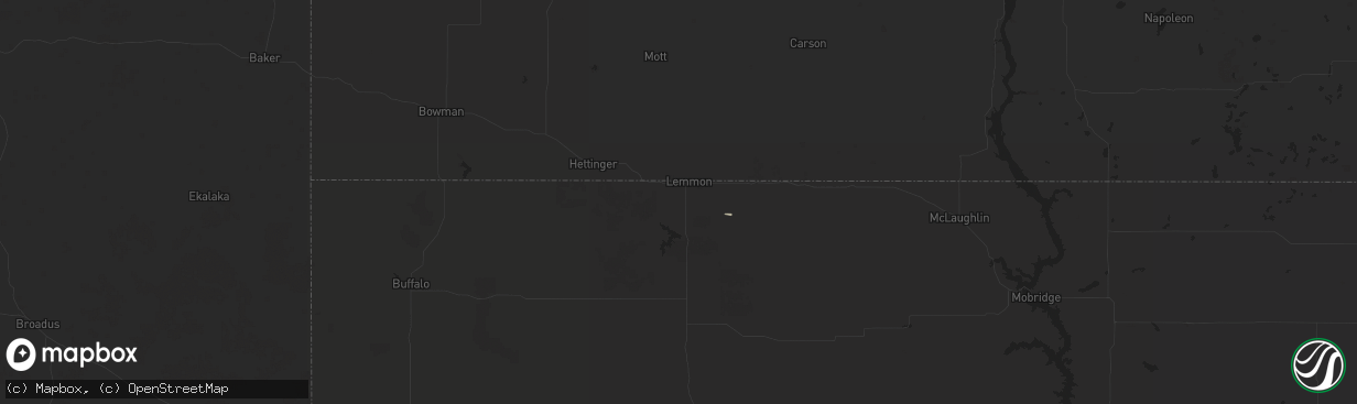 Hail map in Lemmon, SD on June 27, 2025