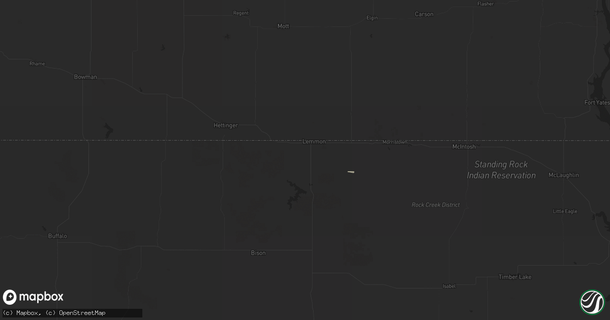 Hail map in Lemmon, SD on June 27, 2025
