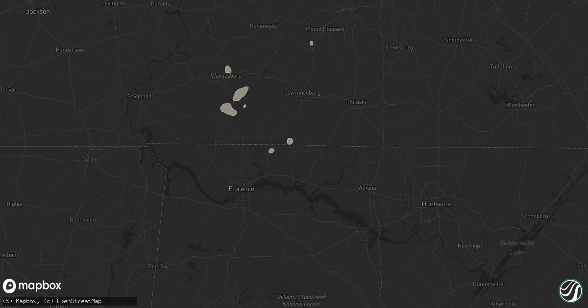 Hail map in Lexington, AL on June 27, 2025