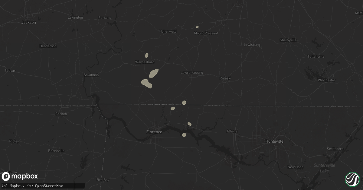 Hail map in Loretto, TN on June 27, 2025