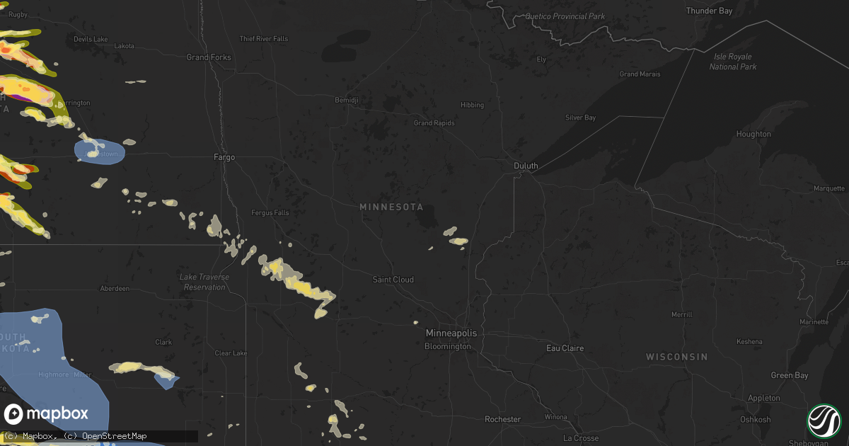 Hail map in Minnesota on June 27, 2025