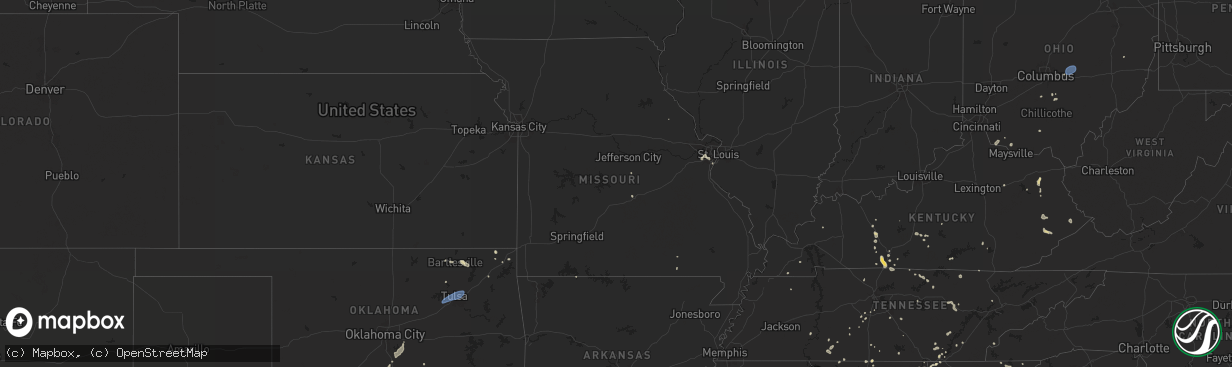 Hail map in Missouri on June 27, 2025