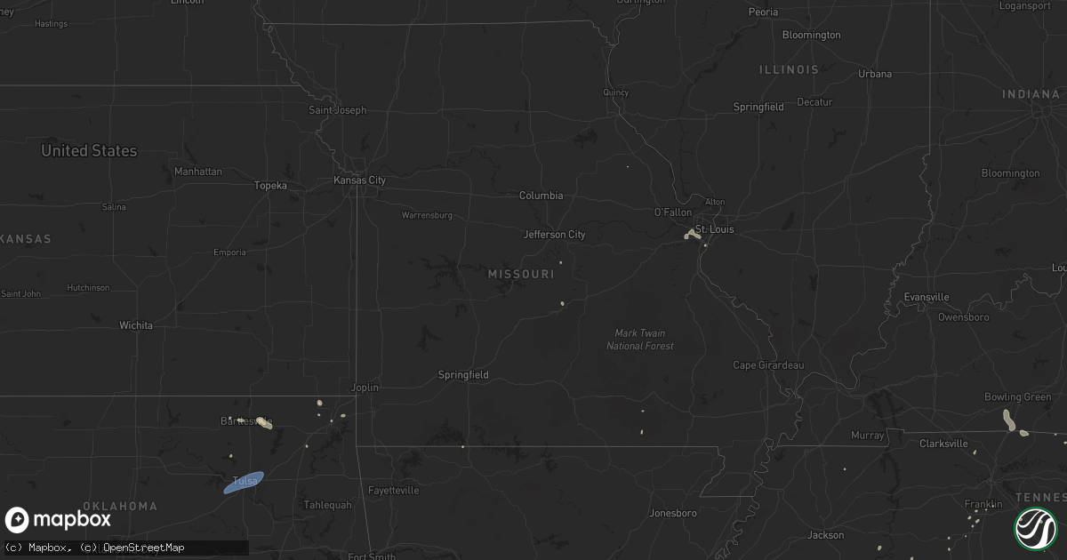 Hail map in Missouri on June 27, 2025