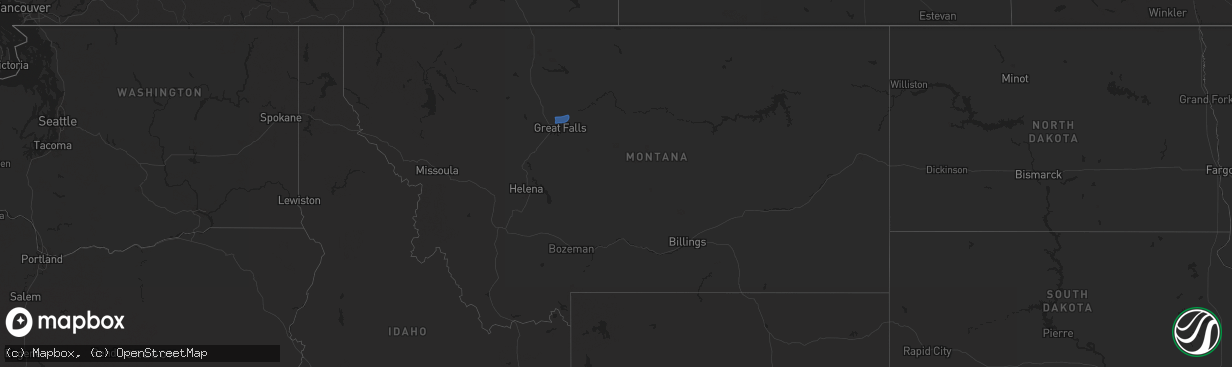 Hail map in Montana on June 27, 2025