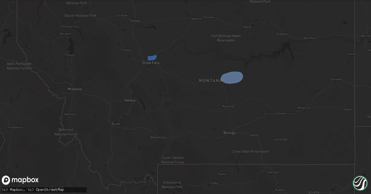 Hail map in Montana on June 27, 2025