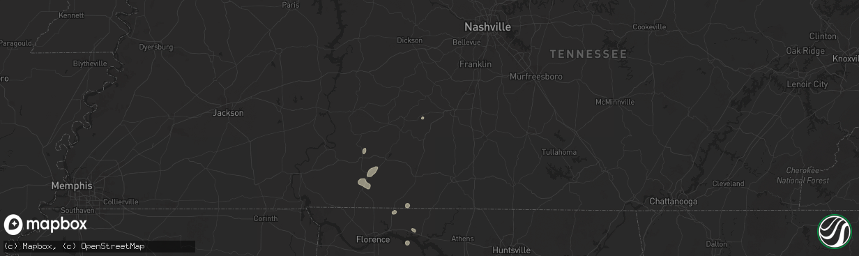 Hail map in Mount Pleasant, TN on June 27, 2025