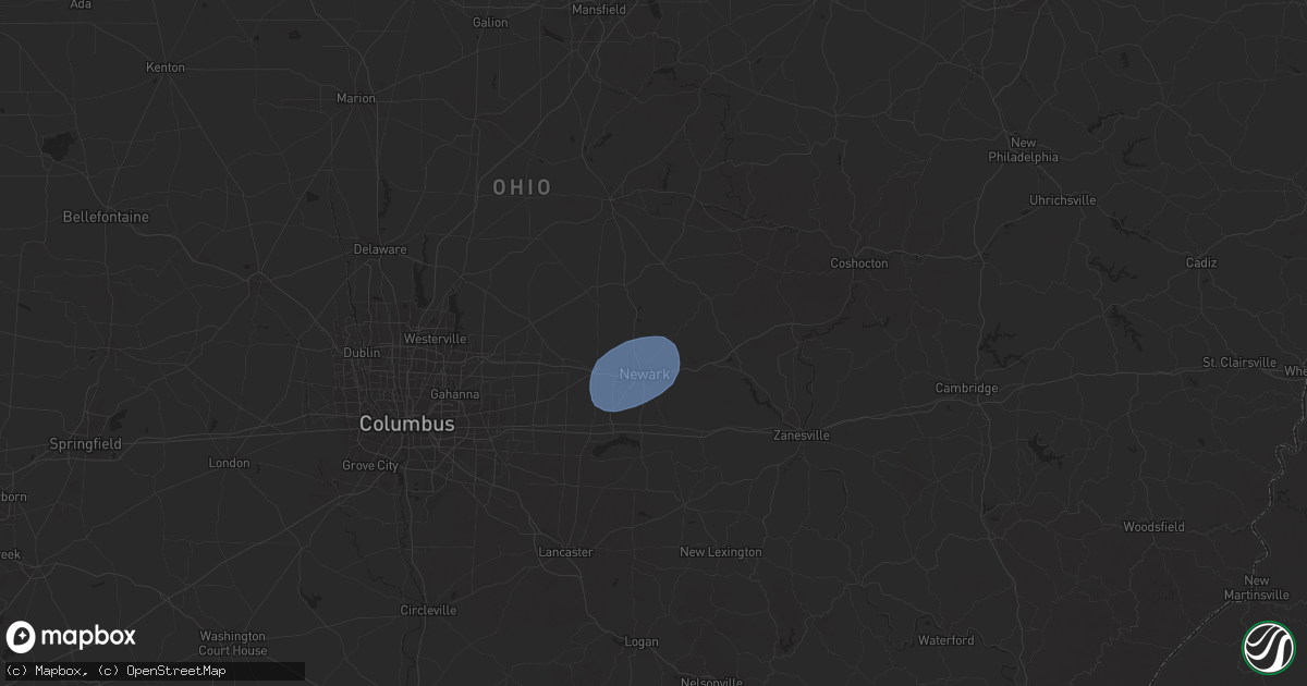 Hail map in Newark, OH on June 27, 2025
